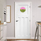 Pink & Lime Green Leopard Round Wall Decal on Door