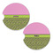 Pink & Lime Green Leopard Sandstone Car Coasters - Set of 2