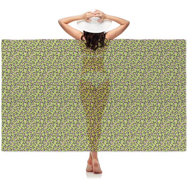 Custom Pink & Lime Green Leopard Sheer Sarong