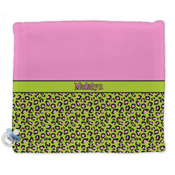 Pink & Lime Green Leopard Security Blanket - Single Sided (Personalized)