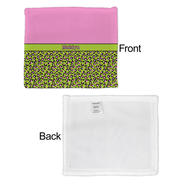 Pink & Lime Green Leopard Security Blanket - Front & White Back View