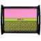 Pink & Lime Green Leopard Black Wooden Tray - Large (Personalized)