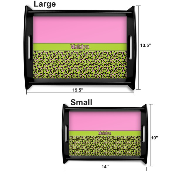 Pink & Lime Green Leopard Serving Tray Black Sizes