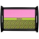 Pink & Lime Green Leopard Wooden Tray (Personalized)