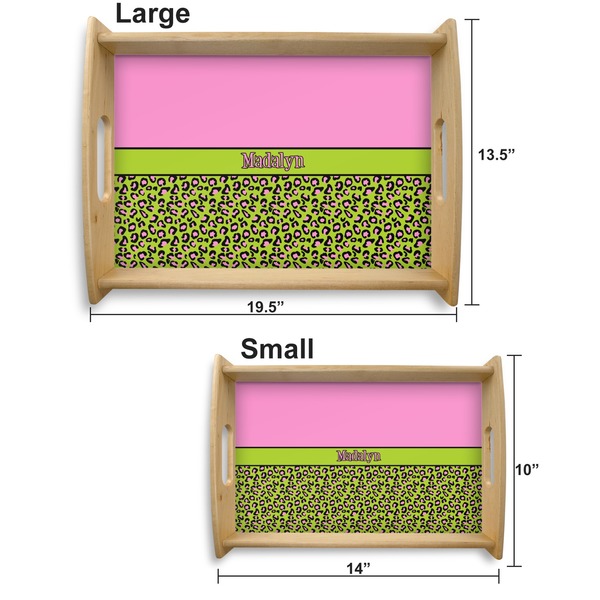 Pink & Lime Green Leopard Serving Tray Wood Sizes