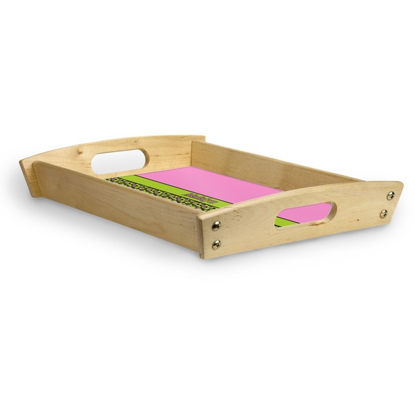 Pink & Lime Green Leopard Serving Tray Wood Small - Corner