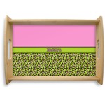Pink & Lime Green Leopard Natural Wooden Tray - Small (Personalized)