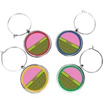 Pink & Lime Green Leopard Wine Charms (Set of 4) (Personalized)