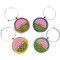 Pink & Lime Green Leopard Set of Silver Wine Wine Charms