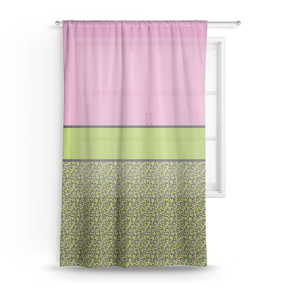 Custom Pink & Lime Green Leopard Sheer Curtain