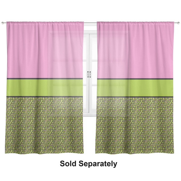 Pink & Lime Green Leopard Sheer Curtains Double