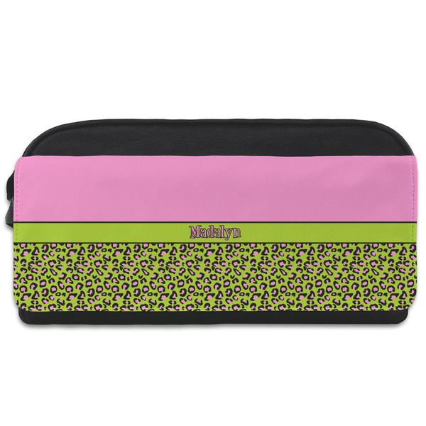 Custom Pink & Lime Green Leopard Shoe Bag (Personalized)