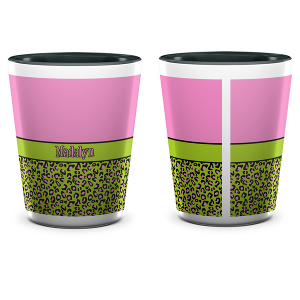 Pink & Lime Green Leopard Shot Glass - Two Tone - APPROVAL