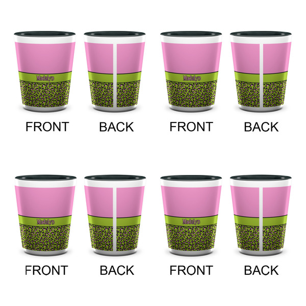 Pink & Lime Green Leopard Shot Glassess - Two Tone - Set of 4 - APPROVAL