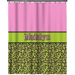 Pink & Lime Green Leopard Extra Long Shower Curtain - 70"x84" (Personalized)