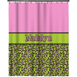 Pink & Lime Green Leopard Extra Long Shower Curtain - 70"x84" (Personalized)