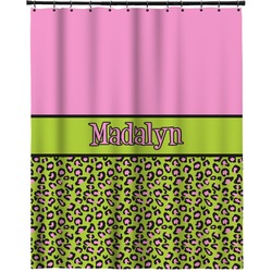 Pink & Lime Green Leopard Extra Long Shower Curtain - 70"x84" (Personalized)