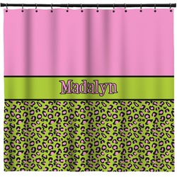 Pink & Lime Green Leopard Shower Curtain - Custom Size (Personalized)