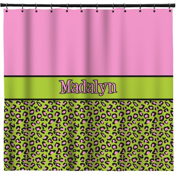 Custom Pink & Lime Green Leopard Shower Curtain - Custom Size (Personalized)