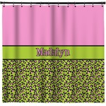 Pink & Lime Green Leopard Shower Curtain (Personalized)
