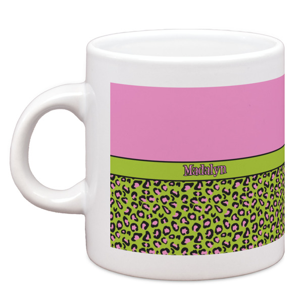 Custom Pink & Lime Green Leopard Espresso Cup (Personalized)