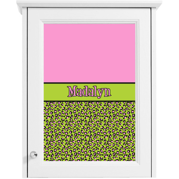 Pink & Lime Green Leopard Single White Cabinet Decal
