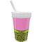 Pink & Lime Green Leopard Sippy Cup with Straw (Personalized)