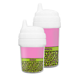 Pink & Lime Green Leopard Sippy Cup (Personalized)