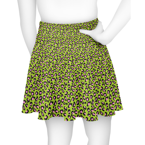 Pink & Lime Green Leopard Skater Skirt - Back