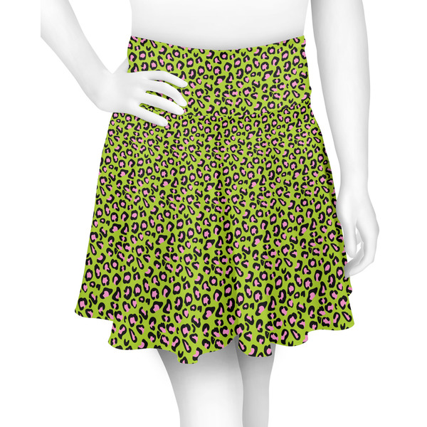 Custom Pink & Lime Green Leopard Skater Skirt - X Large