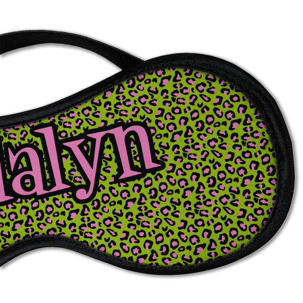 Pink & Lime Green Leopard Sleeping Eye Mask - DETAIL Large