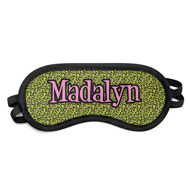 Custom Pink & Lime Green Leopard Sleeping Eye Mask - Small (Personalized)
