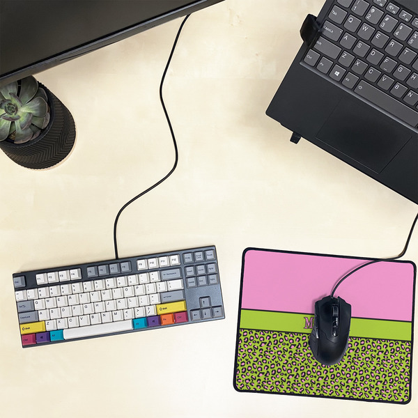 Pink & Lime Green Leopard Small Gaming Mats - LIFESTYLE