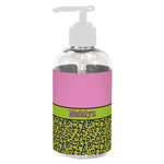 Pink & Lime Green Leopard Plastic Soap / Lotion Dispenser (8 oz - Small - White) (Personalized)