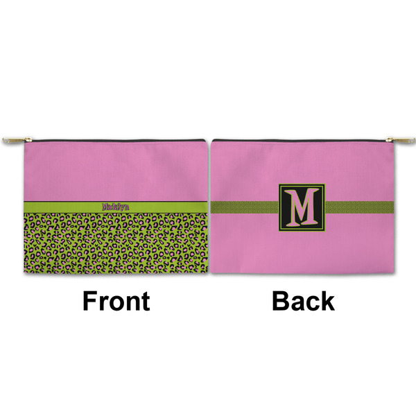 Pink & Lime Green Leopard Small Zipper Pouch Approval (Front and Back)