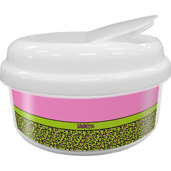 Pink & Lime Green Leopard Snack Container (Personalized)