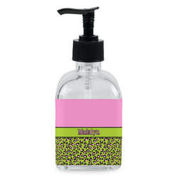 Pink & Lime Green Leopard Glass Soap & Lotion Bottle - Single Bottle (Personalized)