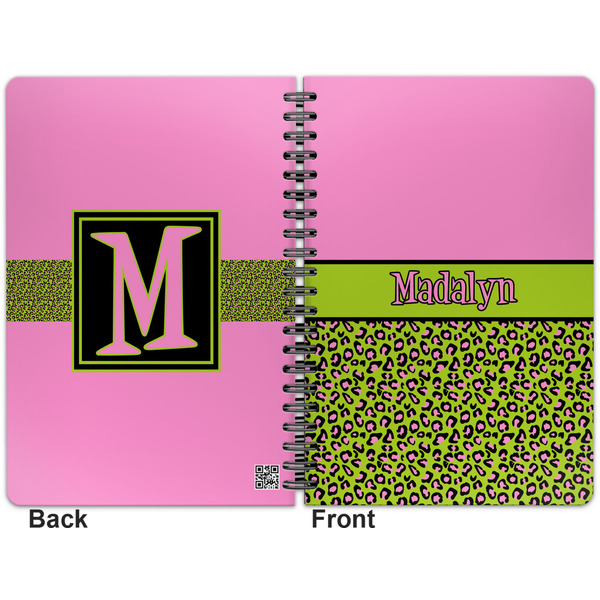 Pink & Lime Green Leopard Spiral Journal 7 x 10 - Apvl