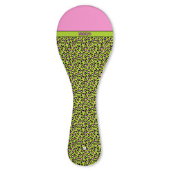 Pink & Lime Green Leopard Ceramic Spoon Rest (Personalized)