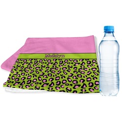 Pink & Lime Green Leopard Sports & Fitness Towel (Personalized)