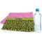 Pink & Lime Green Leopard Sports Towel Folded with Water Bottle