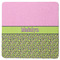 Pink & Lime Green Leopard Square Rubber Backed Coaster (Personalized)