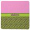 Pink & Lime Green Leopard Square Rubber Backed Coaster (Personalized)