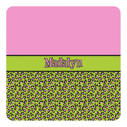Pink & Lime Green Leopard Square Decal (Personalized)