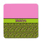 Pink & Lime Green Leopard Square Fridge Magnet - FRONT