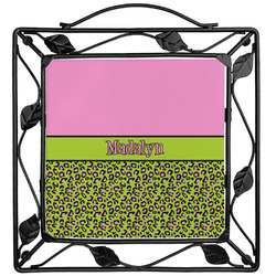Pink & Lime Green Leopard Square Trivet (Personalized)