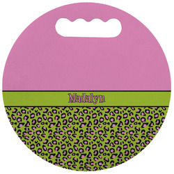 Pink & Lime Green Leopard Stadium Cushion (Round) (Personalized)