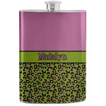 Pink & Lime Green Leopard Stainless Steel Flask (Personalized)