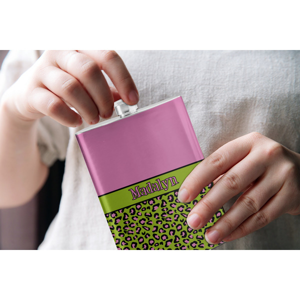 Pink & Lime Green Leopard Stainless Steel Flask - LIFESTYLE 1