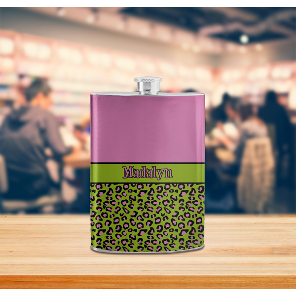 Pink & Lime Green Leopard Stainless Steel Flask - LIFESTYLE 2